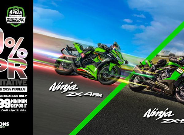 Ninja ZX-4RR and Ninja ZX-6R now available with 0% HP and 3.9% PCP APR Representative